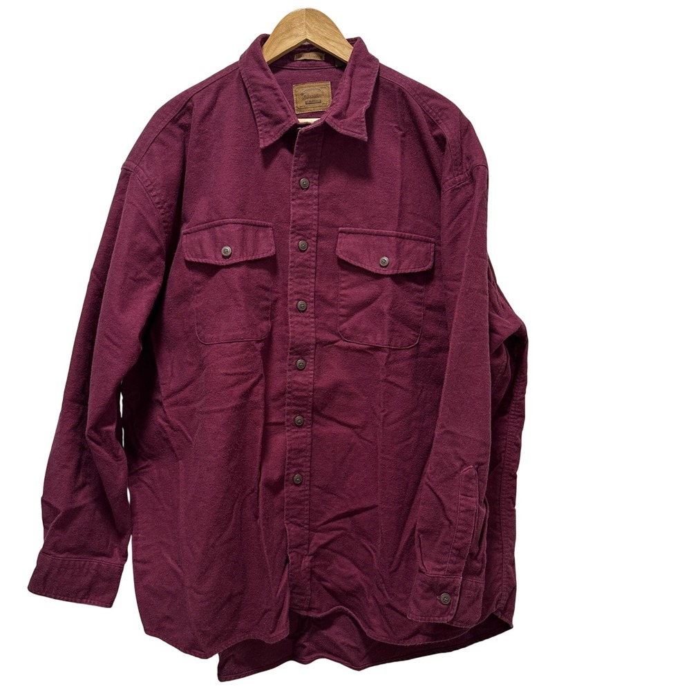 St Johns‎ Bay Mens XXLT Heavyweight Chamois Cloth Shirt Burgundy Vintage 90s